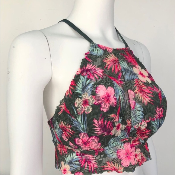 PINK Victoria's Secret Other - 🌴🚨Victoria's Secret Pink Tropical Lace High Neck Push-Up Bralette🚨🌴